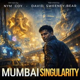 Audiobook cover for Mumbai Singularity by Nym Coy, narrated by David Sweeney-Bear